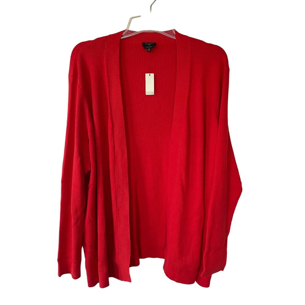 NEW Talbots Red Orange ribbed open cardigan size 3X